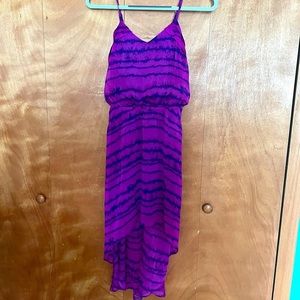 Express high Low Purple Stripe Dress with Adjustable Straps